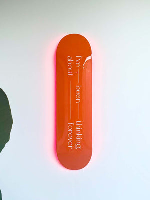 Open image in slideshow, Thinkin Bout You Skateboard Deck | Wall Art Frank Ocean Inspired Channel Orange Music Home Decor
